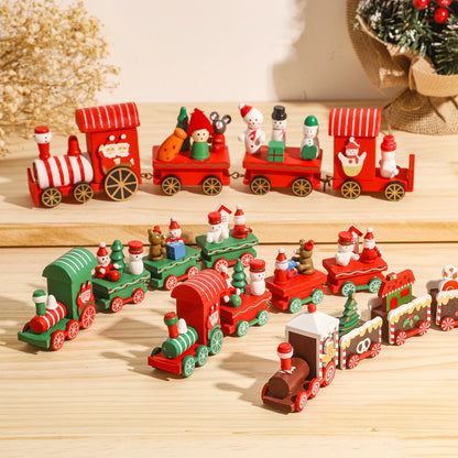 Christmas Train Decoration - Wooden & Plastic Holiday Train Ornament for Xmas Gifts - ZOOMNSTORE