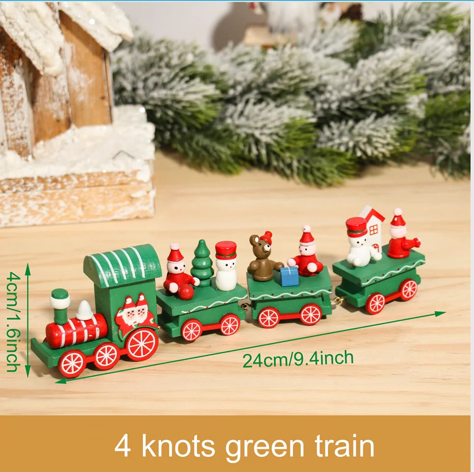 Christmas Train Decoration - Wooden & Plastic Holiday Train Ornament for Xmas Gifts - ZOOMNSTORE