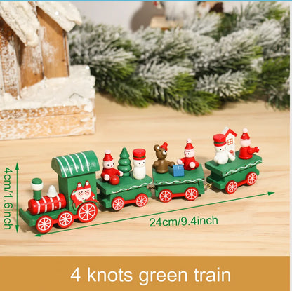 Christmas Train Decoration - Wooden & Plastic Holiday Train Ornament for Xmas Gifts - ZOOMNSTORE