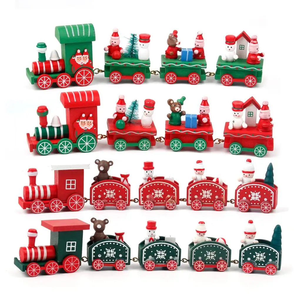 Christmas Train Decoration - Wooden & Plastic Holiday Train Ornament for Xmas Gifts - ZOOMNSTORE