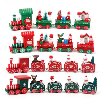 Christmas Train Decoration - Wooden & Plastic Holiday Train Ornament for Xmas Gifts - ZOOMNSTORE