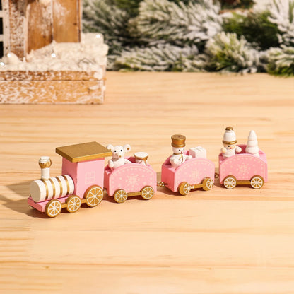 Christmas Train Decoration - Wooden & Plastic Holiday Train Ornament for Xmas Gifts - ZOOMNSTORE
