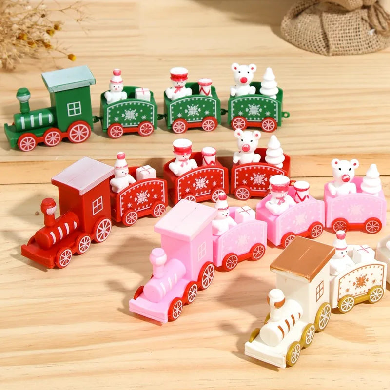 Christmas Train Decoration - Wooden & Plastic Holiday Train Ornament for Xmas Gifts - ZOOMNSTORE