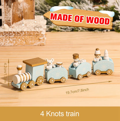 Christmas Train Decoration - Wooden & Plastic Holiday Train Ornament for Xmas Gifts - ZOOMNSTORE