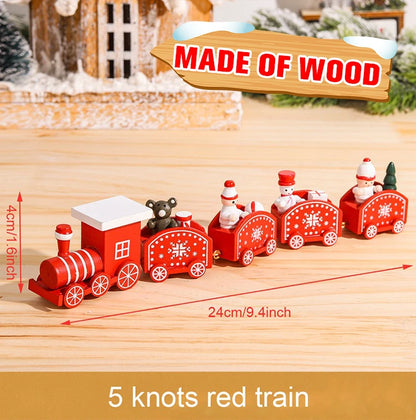 Christmas Train Decoration - Wooden & Plastic Holiday Train Ornament for Xmas Gifts - ZOOMNSTORE