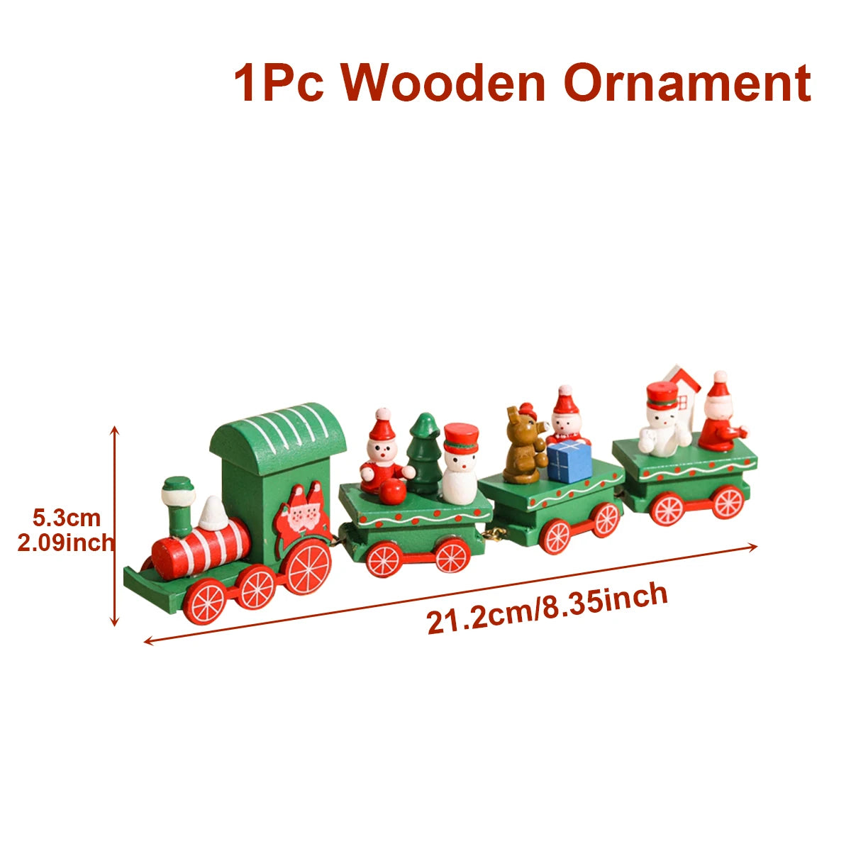 Christmas Train Decoration - Wooden & Plastic Holiday Train Ornament for Xmas Gifts - ZOOMNSTORE