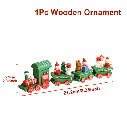 Christmas Train Decoration - Wooden & Plastic Holiday Train Ornament for Xmas Gifts - ZOOMNSTORE