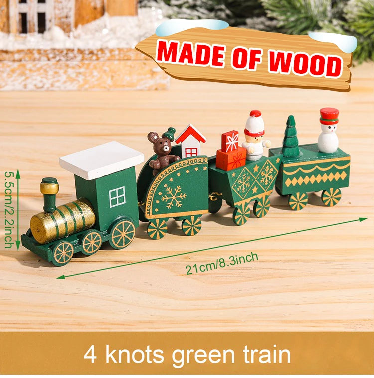 Christmas Train Decoration - Wooden & Plastic Holiday Train Ornament for Xmas Gifts - ZOOMNSTORE