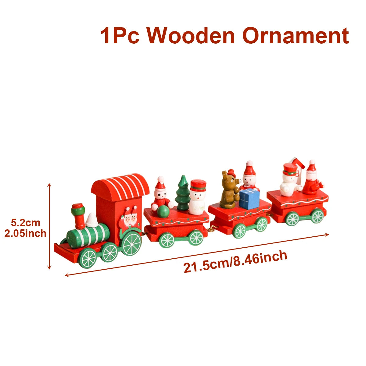 Christmas Train Decoration - Wooden & Plastic Holiday Train Ornament for Xmas Gifts - ZOOMNSTORE