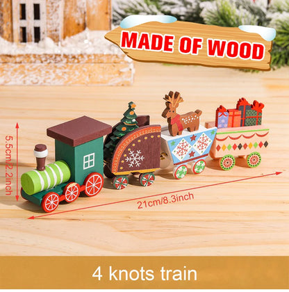Christmas Train Decoration - Wooden & Plastic Holiday Train Ornament for Xmas Gifts - ZOOMNSTORE