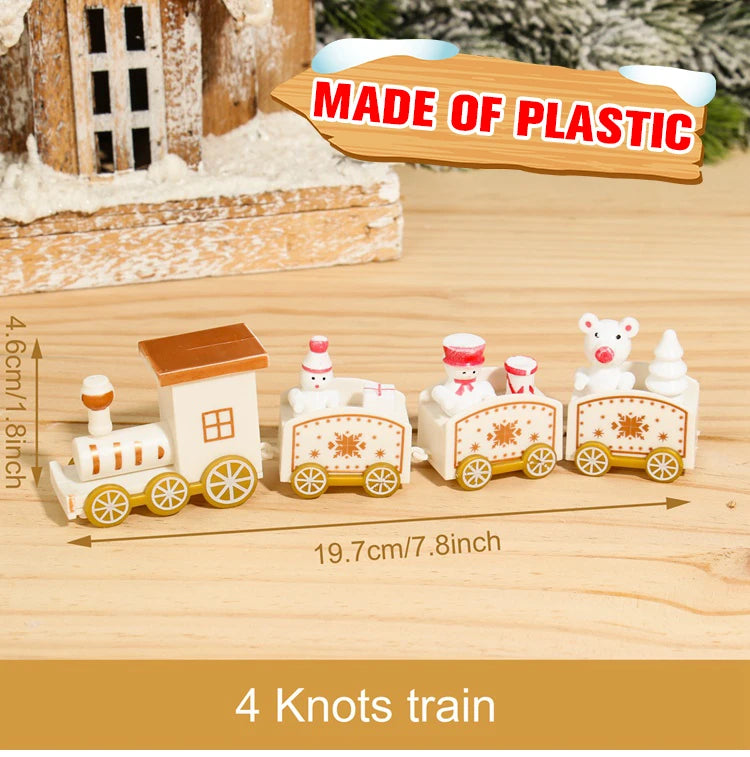 Christmas Train Decoration - Wooden & Plastic Holiday Train Ornament for Xmas Gifts - ZOOMNSTORE