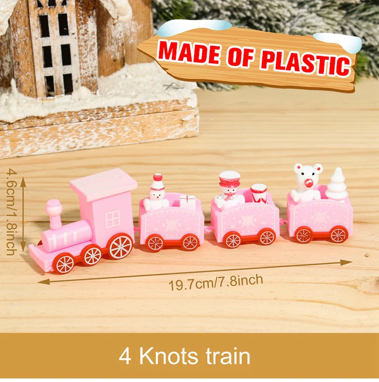Christmas Train Decoration - Wooden & Plastic Holiday Train Ornament for Xmas Gifts - ZOOMNSTORE