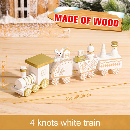 Christmas Train Decoration - Wooden & Plastic Holiday Train Ornament for Xmas Gifts - ZOOMNSTORE