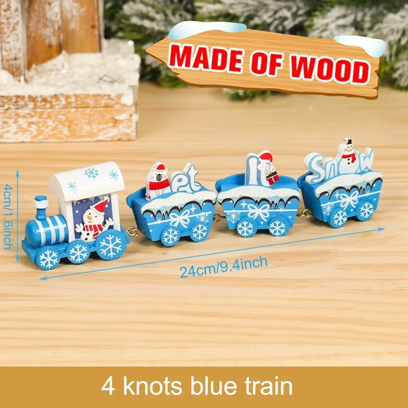 Christmas Train Decoration - Wooden & Plastic Holiday Train Ornament for Xmas Gifts - ZOOMNSTORE