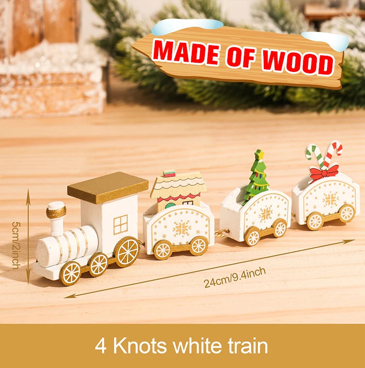 Christmas Train Decoration - Wooden & Plastic Holiday Train Ornament for Xmas Gifts - ZOOMNSTORE