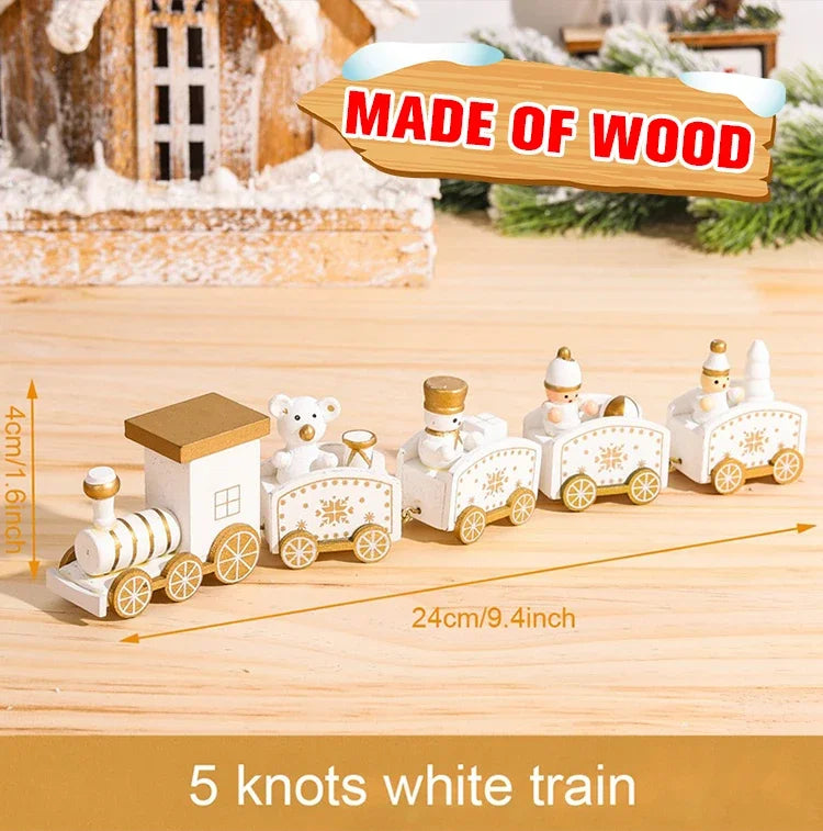 Christmas Train Decoration - Wooden & Plastic Holiday Train Ornament for Xmas Gifts - ZOOMNSTORE
