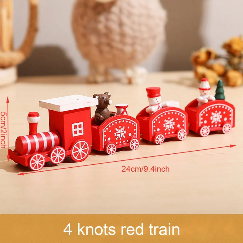 Christmas Train Decoration - Wooden & Plastic Holiday Train Ornament for Xmas Gifts - ZOOMNSTORE