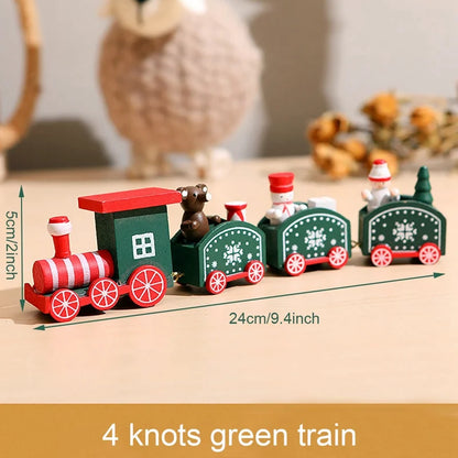 Christmas Train Decoration - Wooden & Plastic Holiday Train Ornament for Xmas Gifts - ZOOMNSTORE