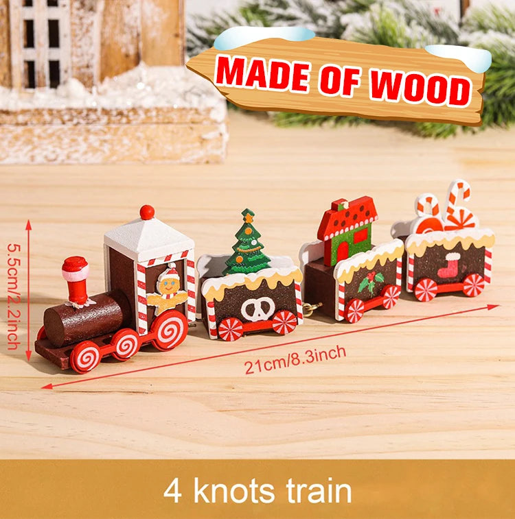 Christmas Train Decoration - Wooden & Plastic Holiday Train Ornament for Xmas Gifts - ZOOMNSTORE