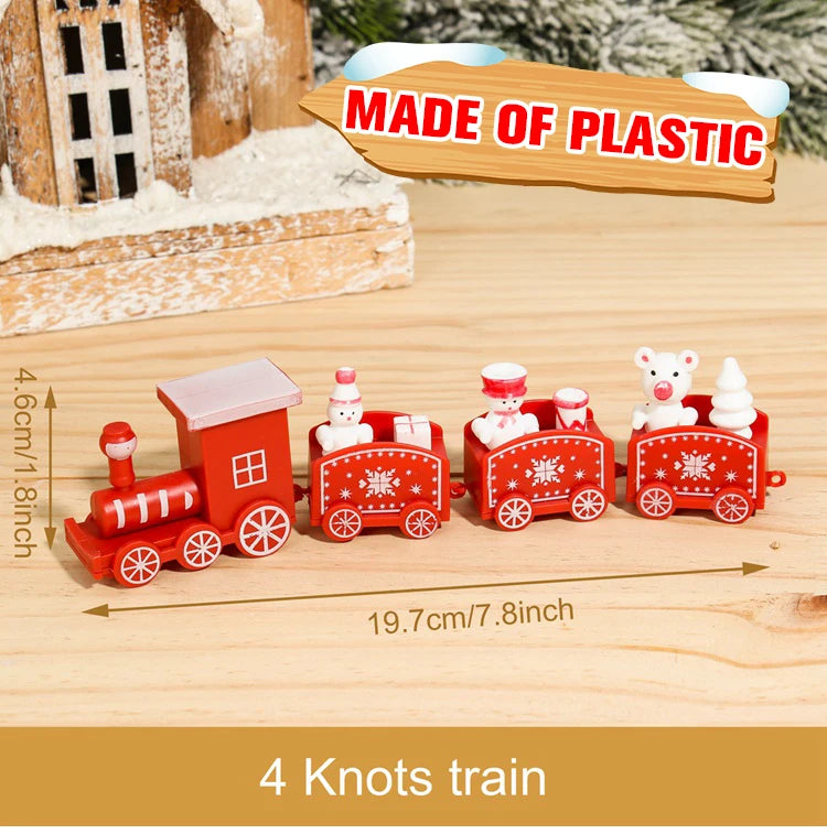 Christmas Train Decoration - Wooden & Plastic Holiday Train Ornament for Xmas Gifts - ZOOMNSTORE