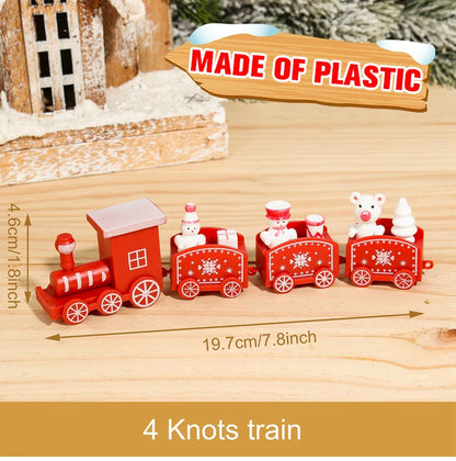 Christmas Train Decoration - Wooden & Plastic Holiday Train Ornament for Xmas Gifts - ZOOMNSTORE
