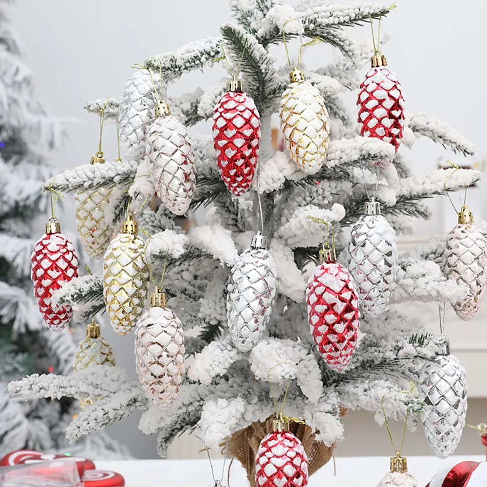 Christmas Tree Candy Decorations - Red and Gold Ornaments with Pine Cones - ZOOMNSTORE