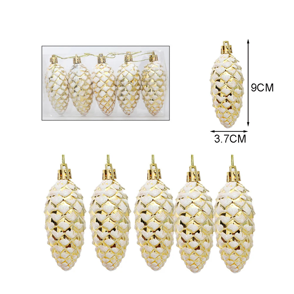 Christmas Tree Candy Decorations - Red and Gold Ornaments with Pine Cones - ZOOMNSTORE