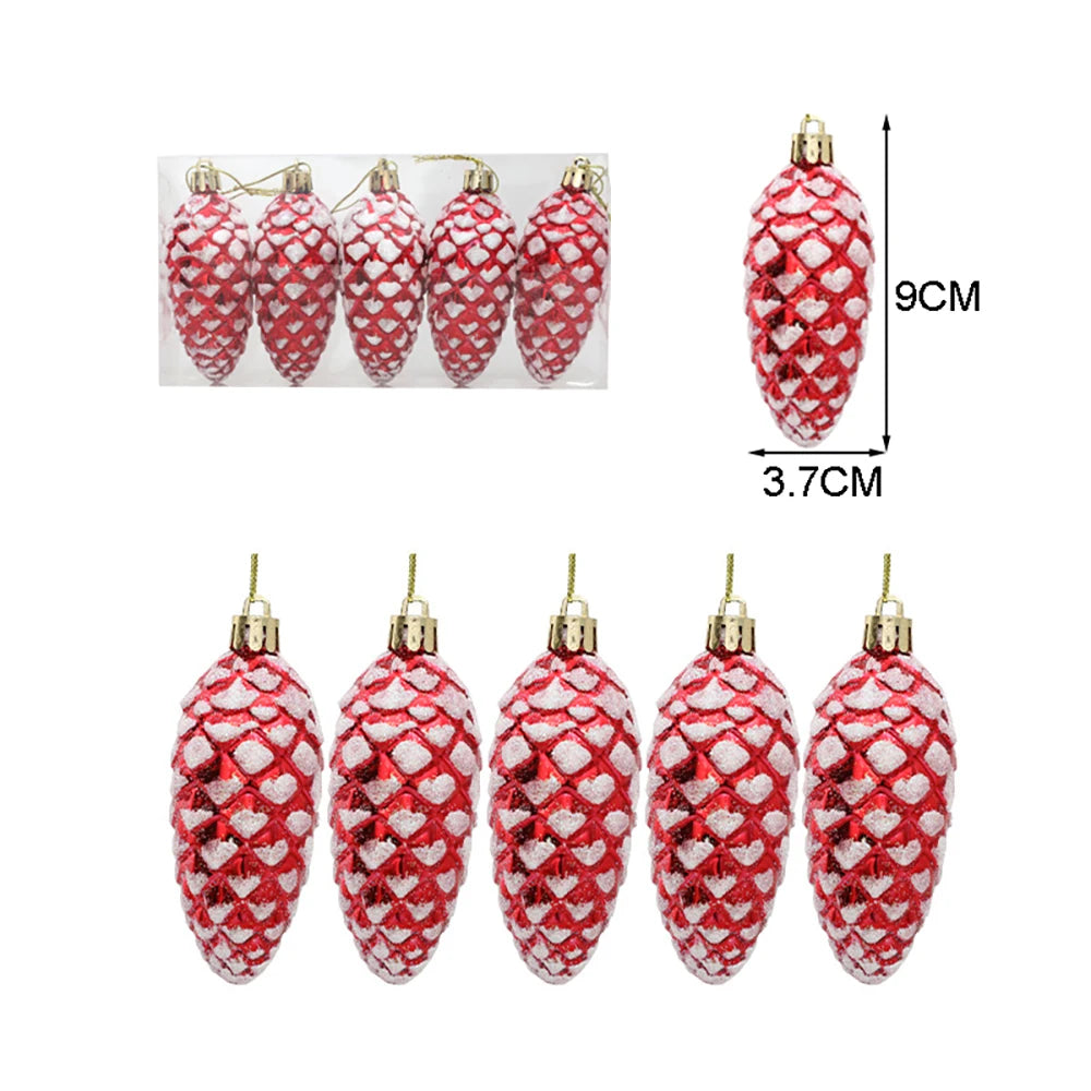 Christmas Tree Candy Decorations - Red and Gold Ornaments with Pine Cones - ZOOMNSTORE