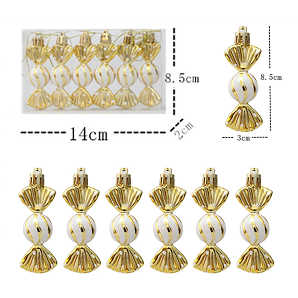 Christmas Tree Candy Decorations - Red and Gold Ornaments with Pine Cones - ZOOMNSTORE