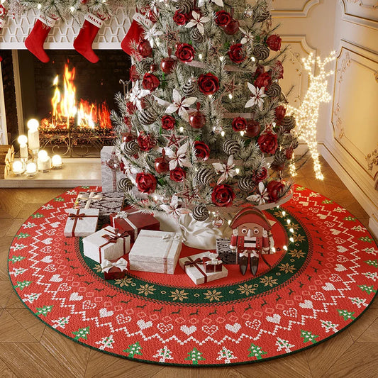 Large Christmas Tree Decoration Mat - Washable Anti-Slip Circular Carpet for New Year Atmosphere - ZOOMNSTORE