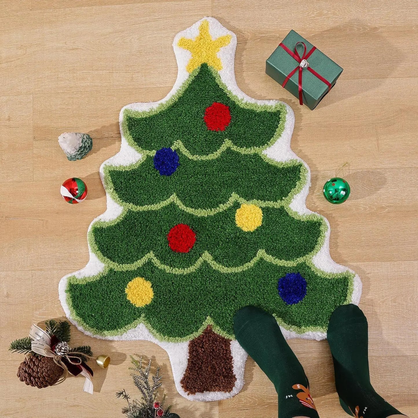 Christmas Tree Floor Mat - Anti-Slip Entrance Bath Mat for Home Decoration - ZOOMNSTORE