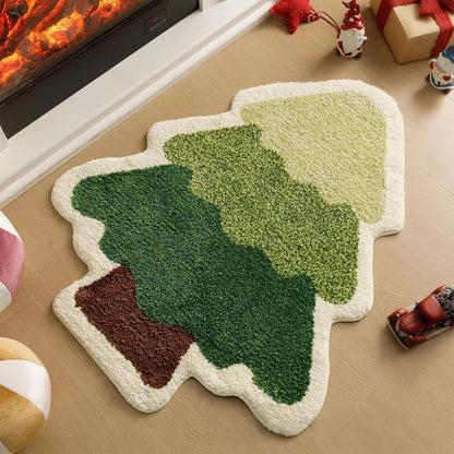 Christmas Tree Floor Mat - Anti-Slip Entrance Bath Mat for Home Decoration - ZOOMNSTORE
