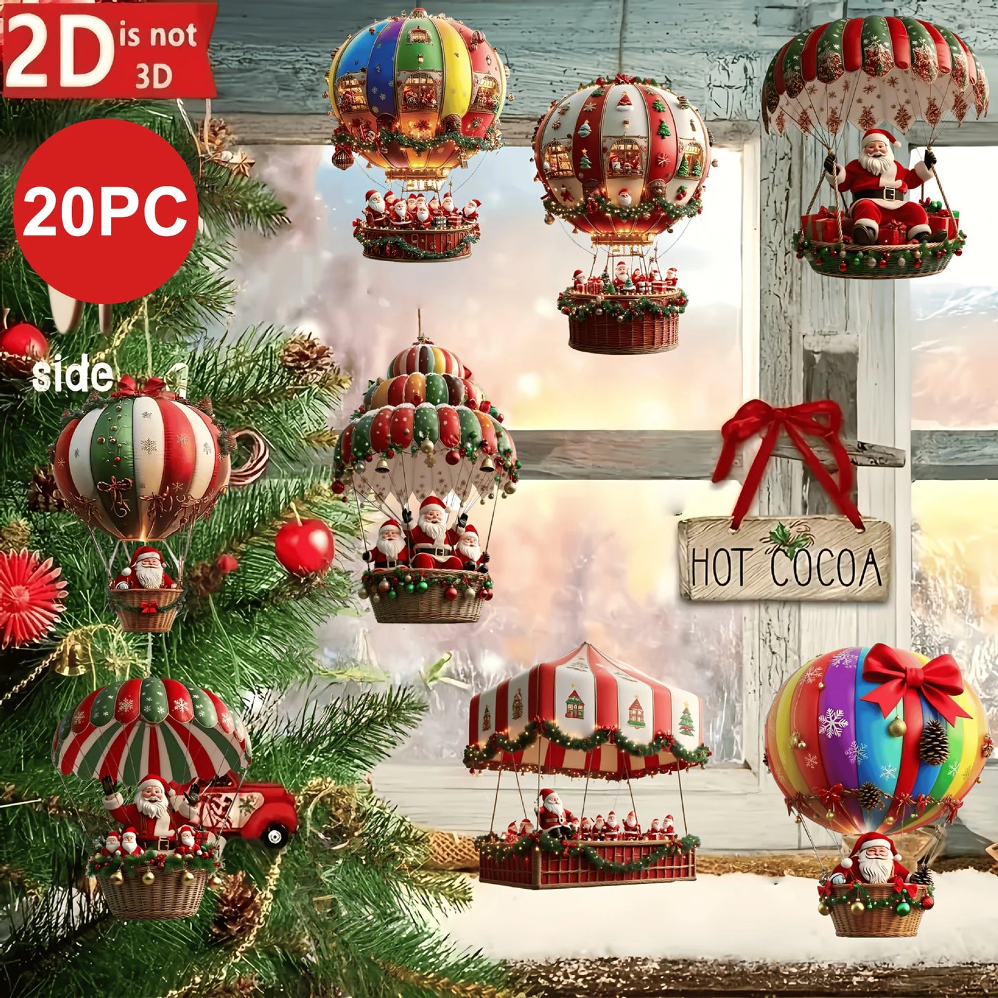 Christmas Tree Ornament - 10/20/30PCS 2D Xmas Tree Decoration Set for Holiday Party Supplies - ZOOMNSTORE