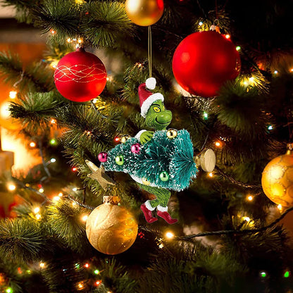 Christmas Tree Ornaments - 18Pcs 2D Acrylic Green Monster Pendants | Cute Xmas Hanging Decor - ZOOMNSTORE