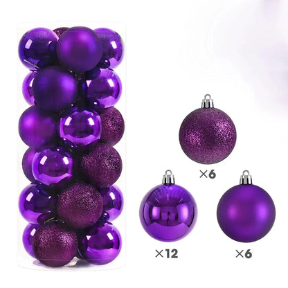 Christmas Tree Ornaments – 24 Piece Plastic Christmas Ball Set for Holiday Decorations - ZOOMNSTORE