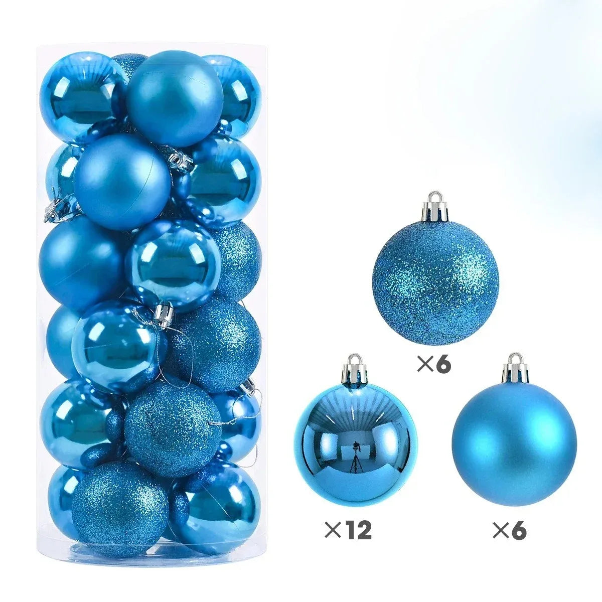 Christmas Tree Ornaments – 24 Piece Plastic Christmas Ball Set for Holiday Decorations - ZOOMNSTORE