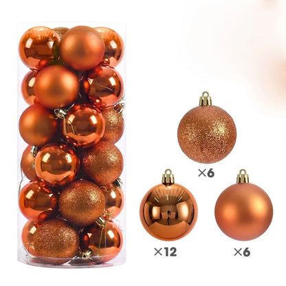 Christmas Tree Ornaments – 24 Piece Plastic Christmas Ball Set for Holiday Decorations - ZOOMNSTORE
