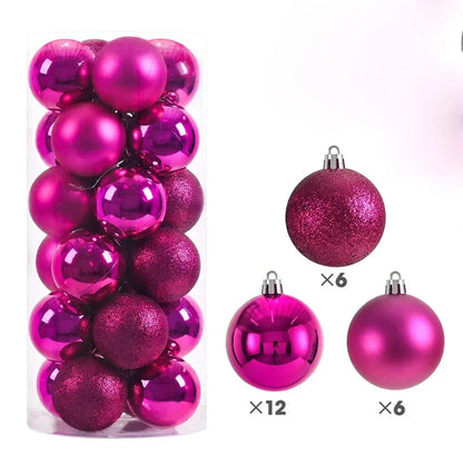 Christmas Tree Ornaments – 24 Piece Plastic Christmas Ball Set for Holiday Decorations - ZOOMNSTORE
