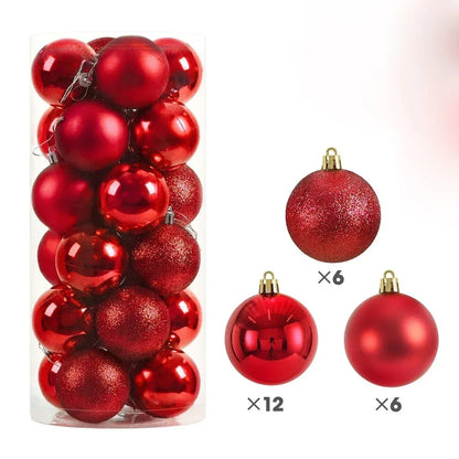 Christmas Tree Ornaments – 24 Piece Plastic Christmas Ball Set for Holiday Decorations - ZOOMNSTORE