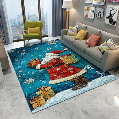 Christmas Tree Santa Claus Non-slip Door Mat - Cute Cartoon Home Decor Rug for Living Room Bedroom Kitchen - ZOOMNSTORE