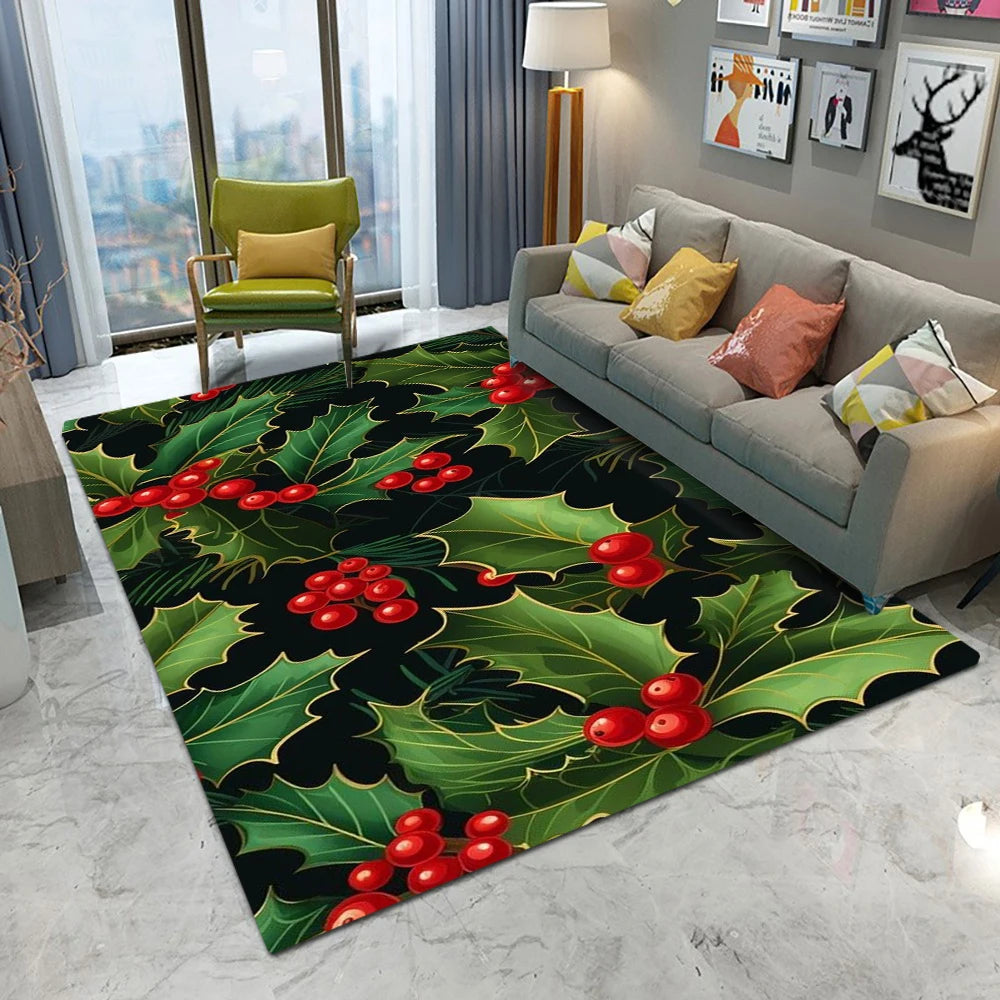 Christmas Tree Santa Claus Non-slip Door Mat - Cute Cartoon Home Decor Rug for Living Room Bedroom Kitchen - ZOOMNSTORE