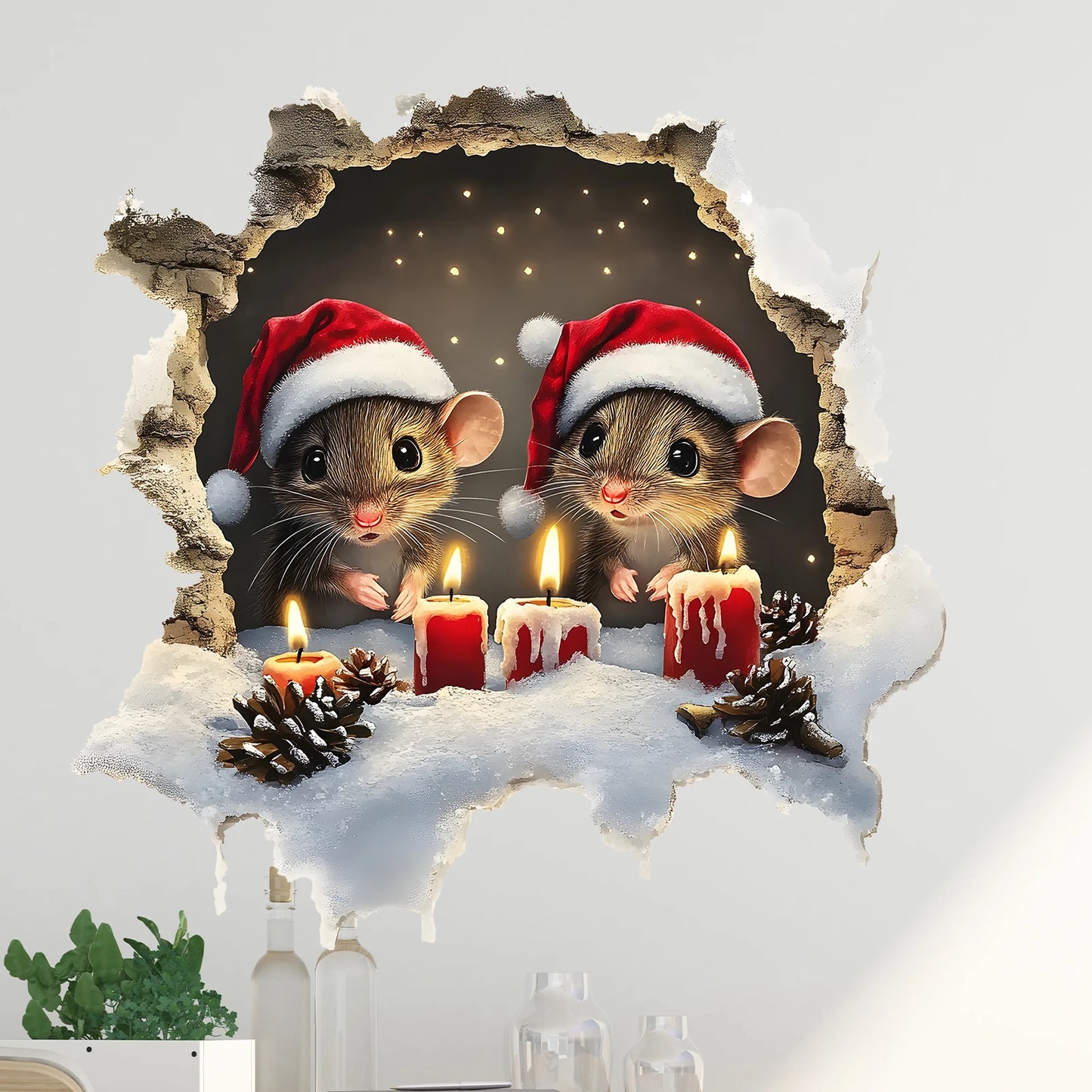 Christmas Wall Sticker - 3D Holiday Wall Decal | Festive Home Decor PVC Art - ZOOMNSTORE