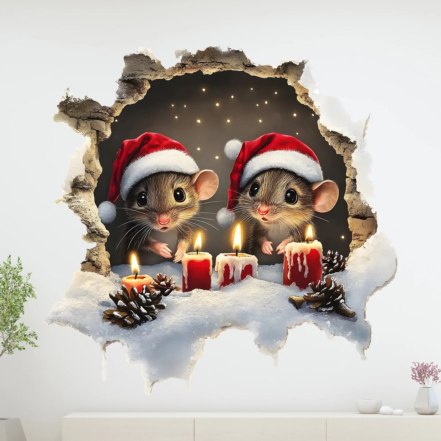 Christmas Wall Sticker - 3D Holiday Wall Decal | Festive Home Decor PVC Art - ZOOMNSTORE
