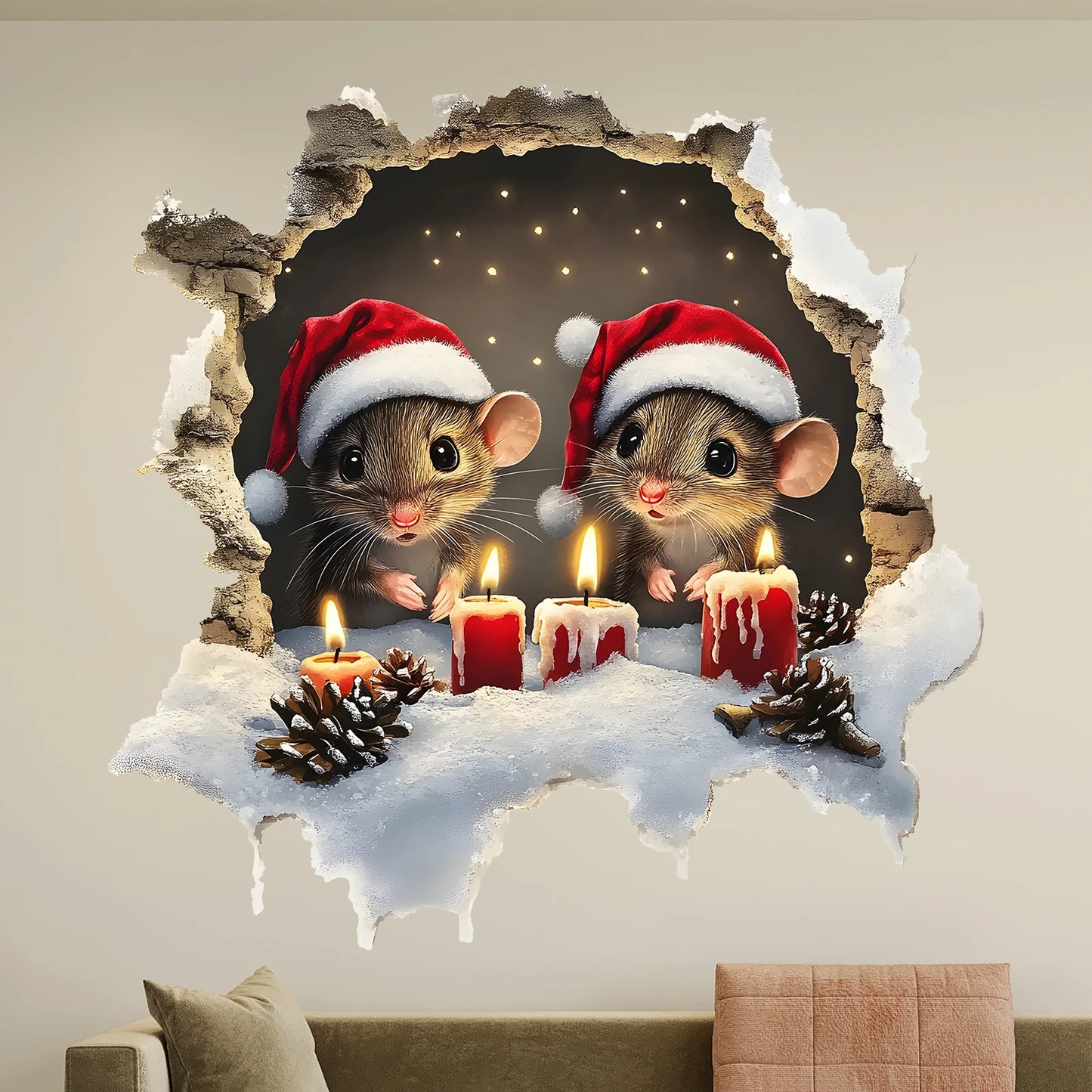Christmas Wall Sticker - 3D Holiday Wall Decal | Festive Home Decor PVC Art - ZOOMNSTORE