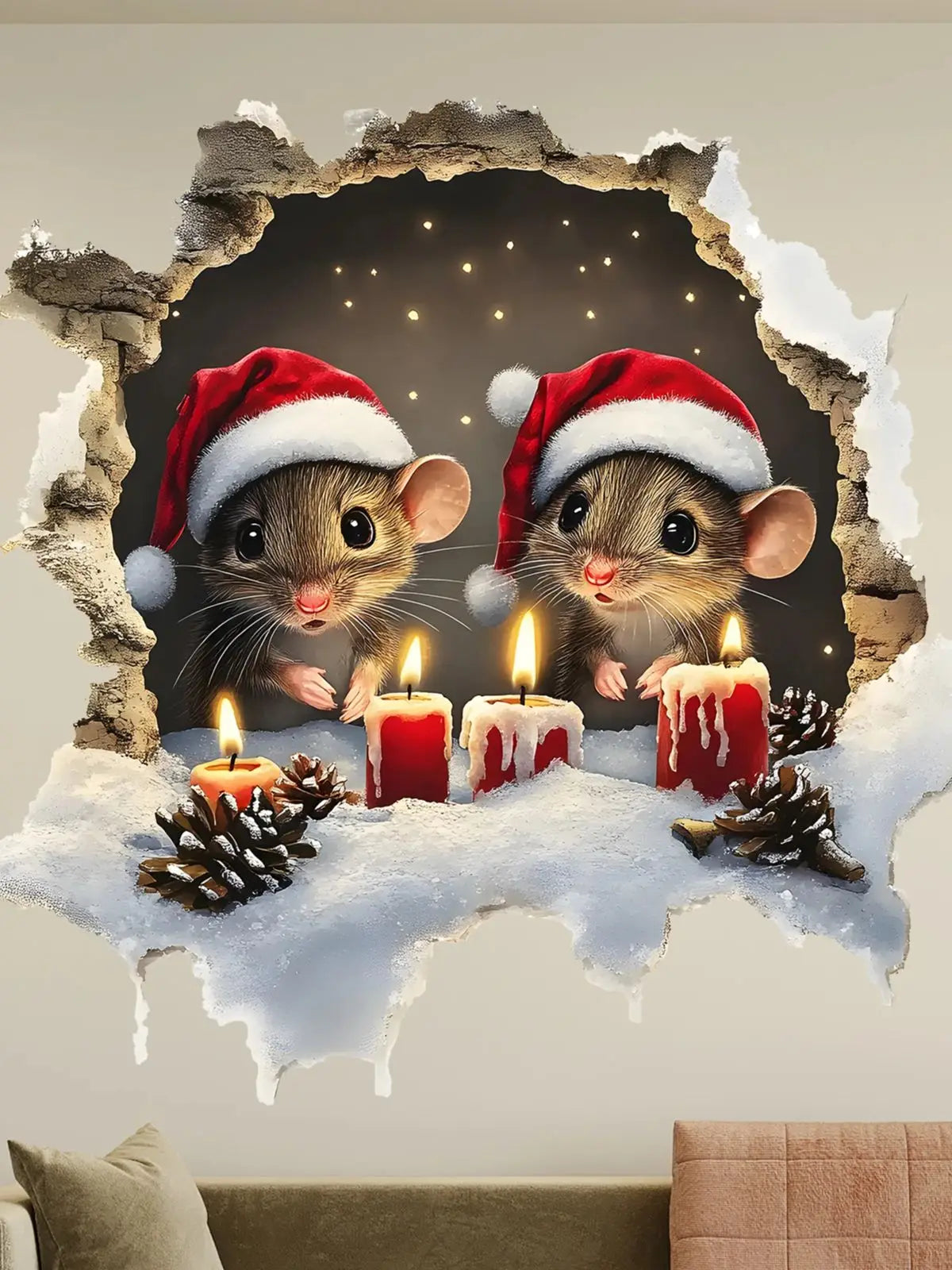 Christmas Wall Sticker - 3D Holiday Wall Decal | Festive Home Decor PVC Art - ZOOMNSTORE