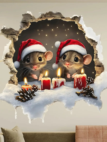 Christmas Wall Sticker - 3D Holiday Wall Decal | Festive Home Decor PVC Art - ZOOMNSTORE