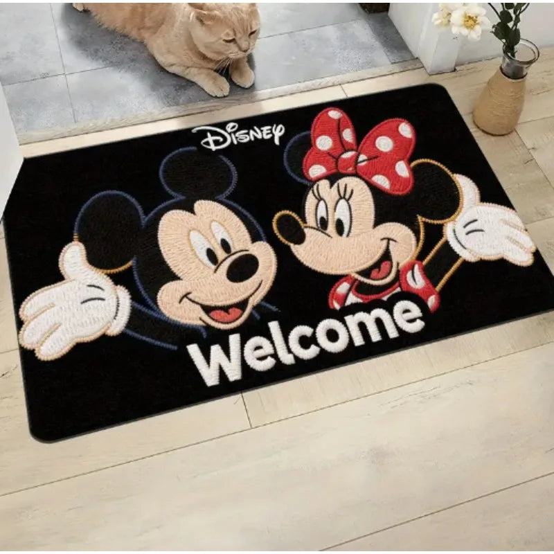 Disney Mickey Minnie Christmas Doormat - Festive Red Holiday Mat with Santa Hats - ZOOMNSTORE