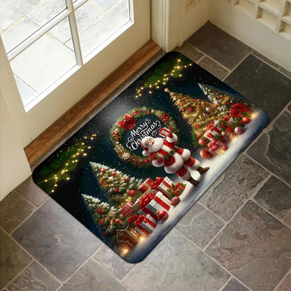 Christmas Santa Claus Welcome Doormat - Non-slip Holiday Rug for Bedroom Hallway and Balcony - ZOOMNSTORE