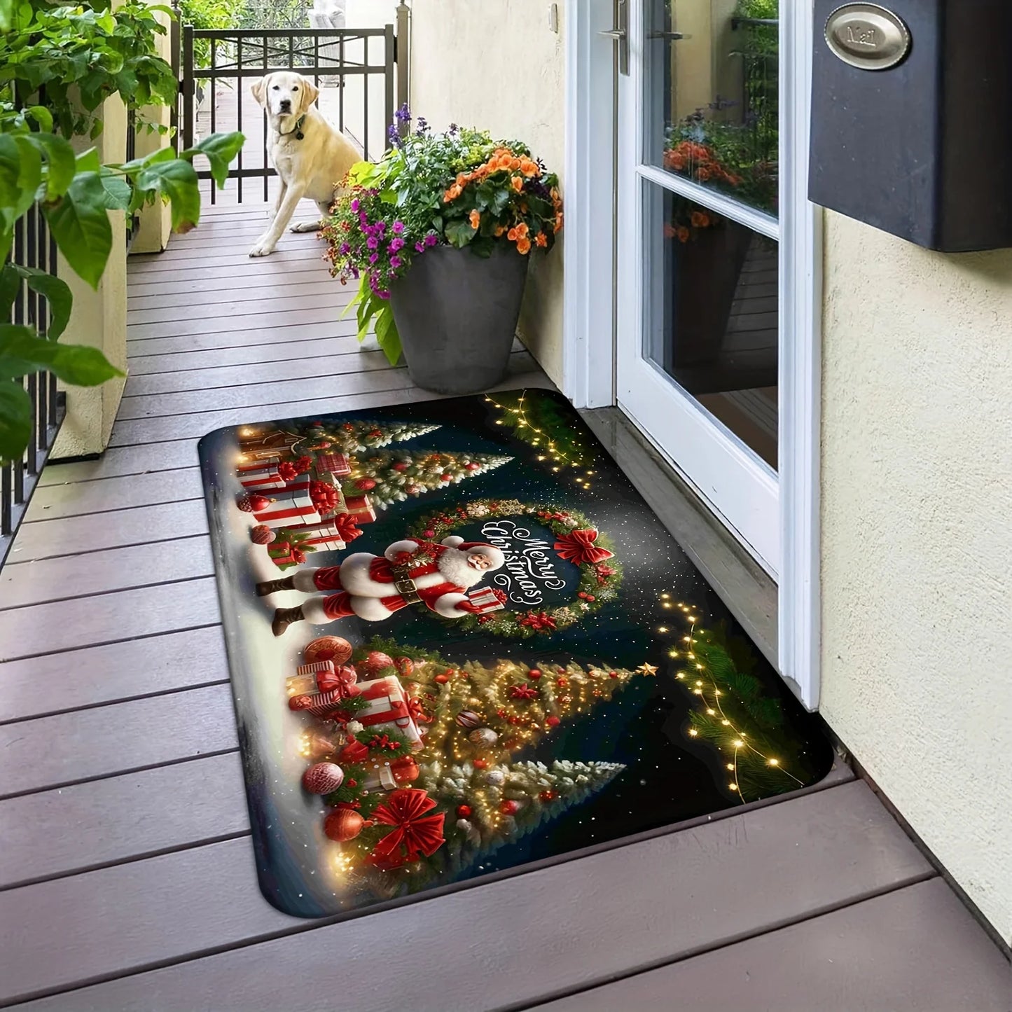Christmas Santa Claus Welcome Doormat - Non-slip Holiday Rug for Bedroom Hallway and Balcony - ZOOMNSTORE