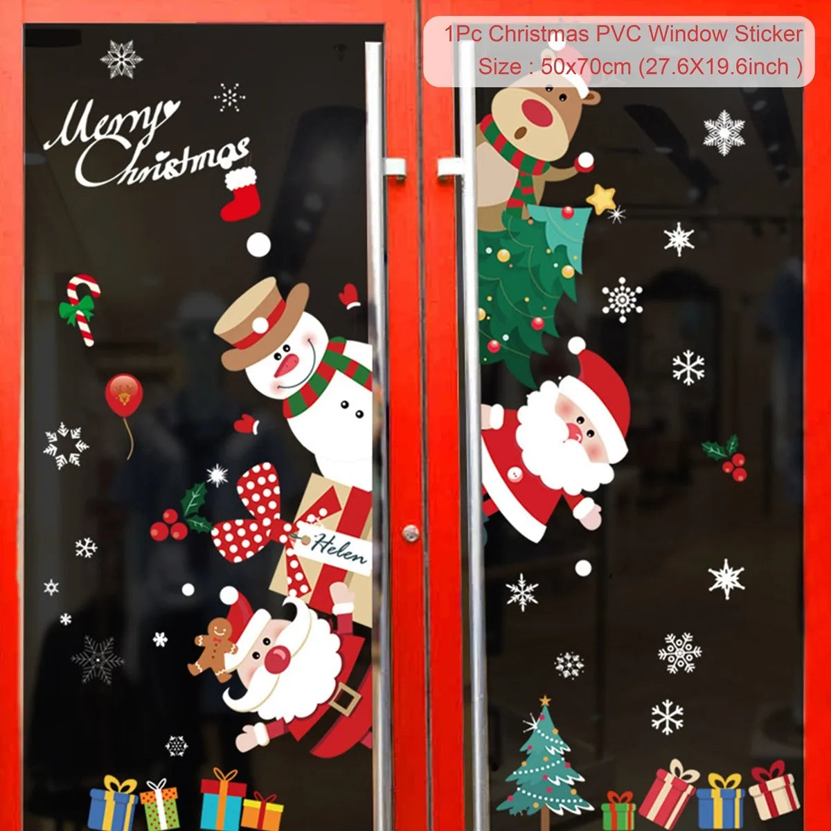 Merry Christmas Window Sticker - Holiday Home Decorations 2024-2025 - ZOOMNSTORE